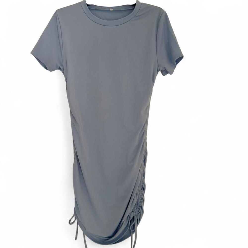 Women's side Ruching stretch dress Blue Dress